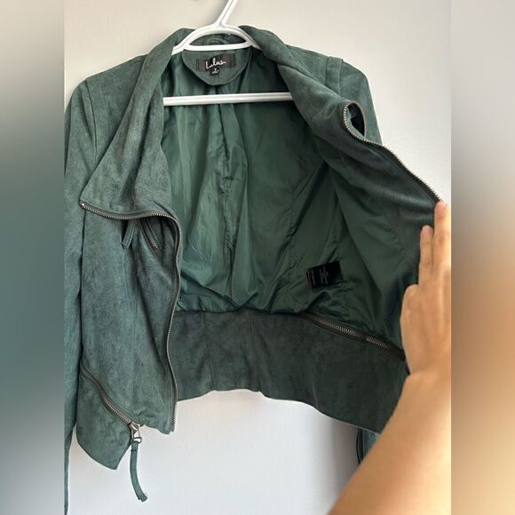 Lulus Ready For Anything Emerald Green Suede Moto Jacket - Picture 9 of 12